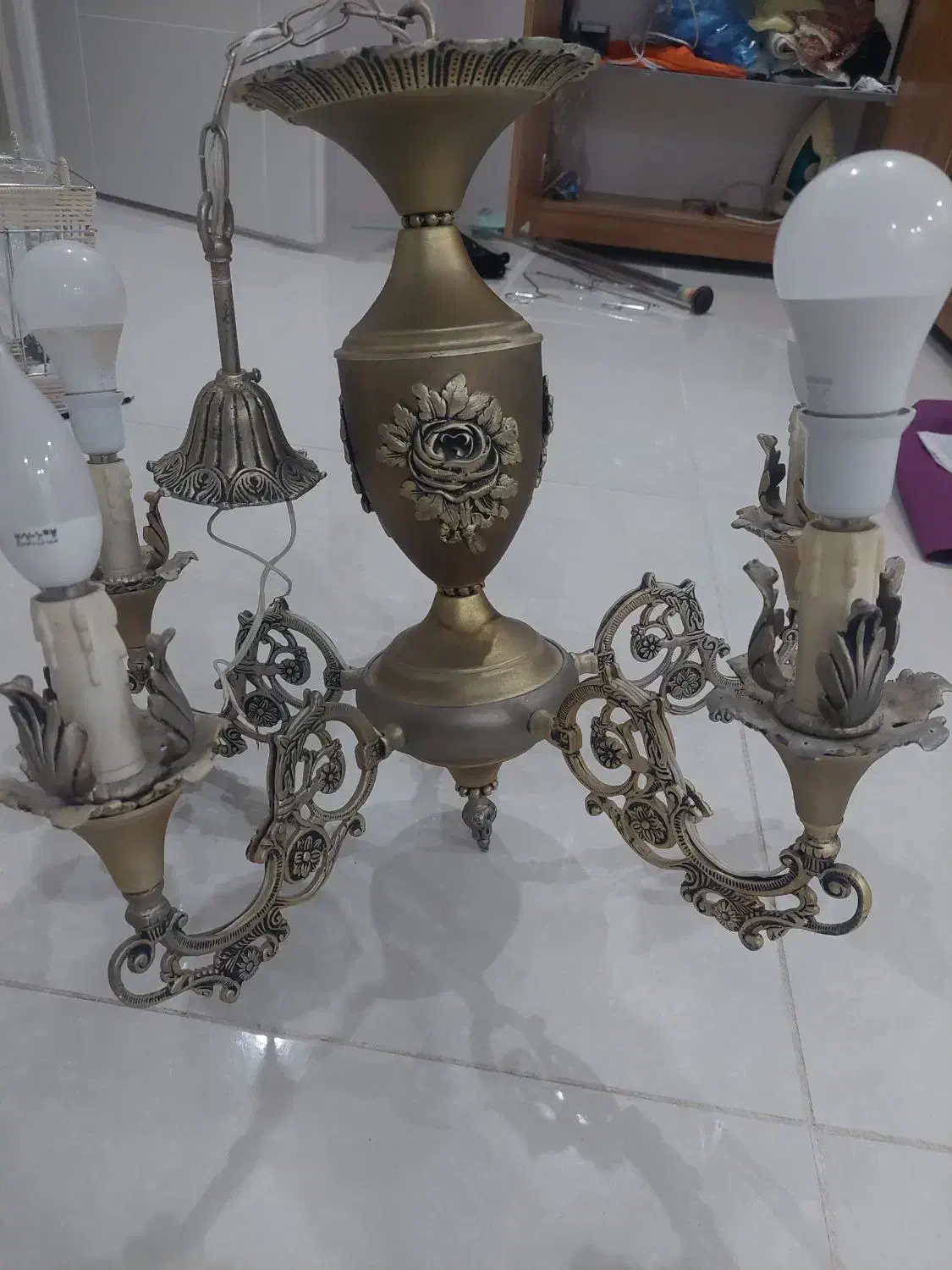 لوستر برنزی اصل|لوستر و چراغ آویز|ارومیه, |دیوار