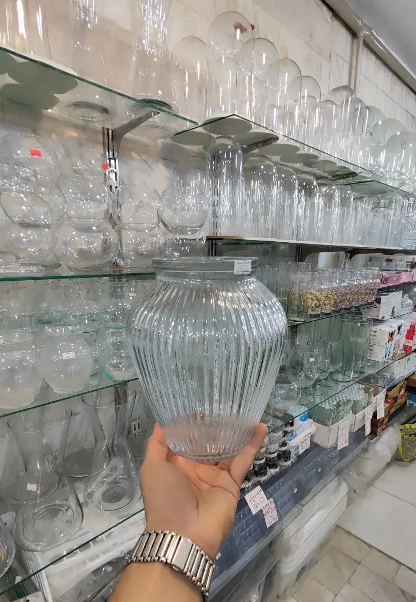 گلدان شیشه ای بامبو خمره شیشه شامپاینی آگلونما ناز|صنایع دستی و سایر لوازم تزئینی|قم, ولیعصر|دیوار