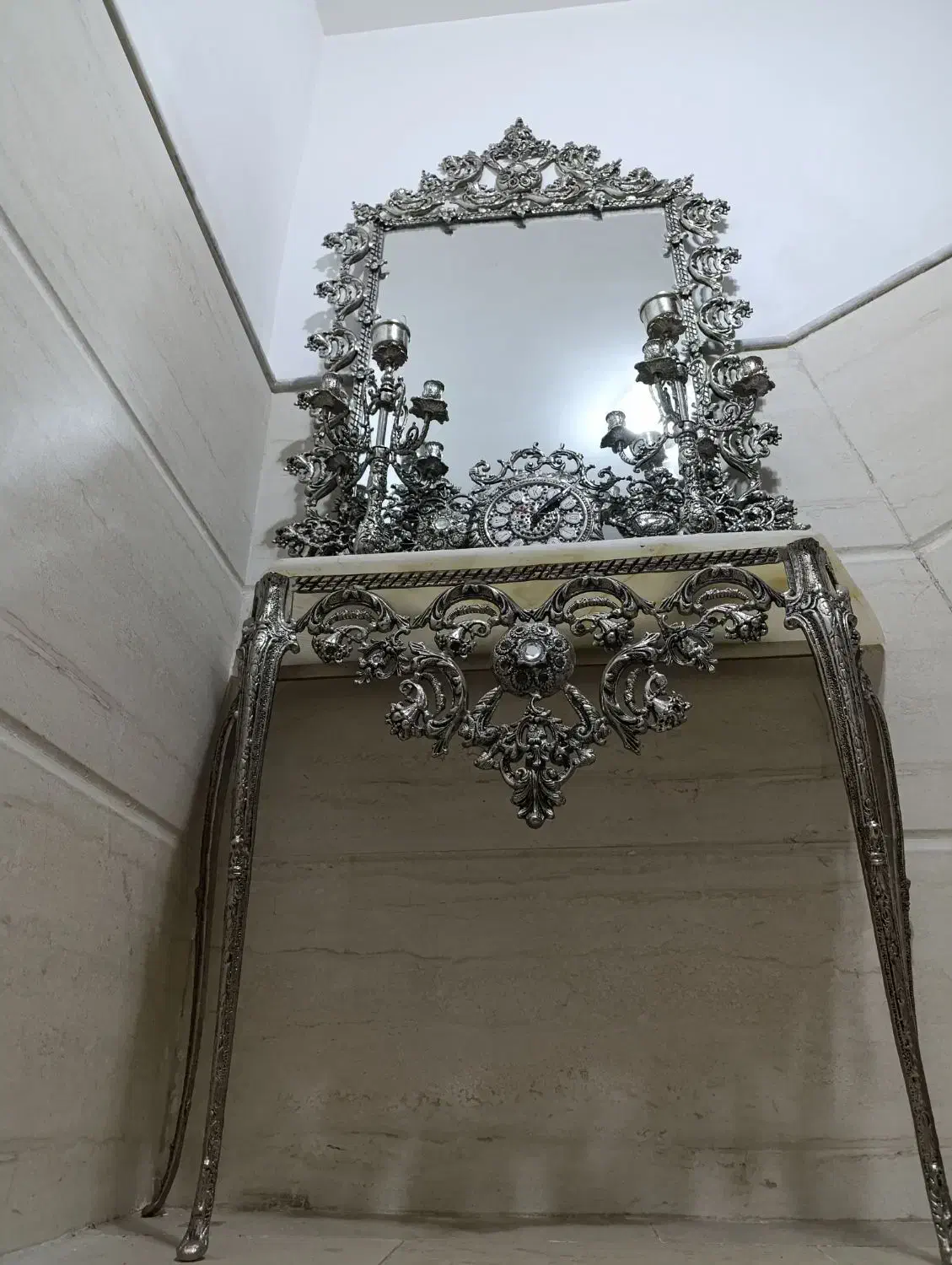 اینه شمعدان برنز لوستر آبکاری|آینه|قم, علی آباد سعدگان|دیوار