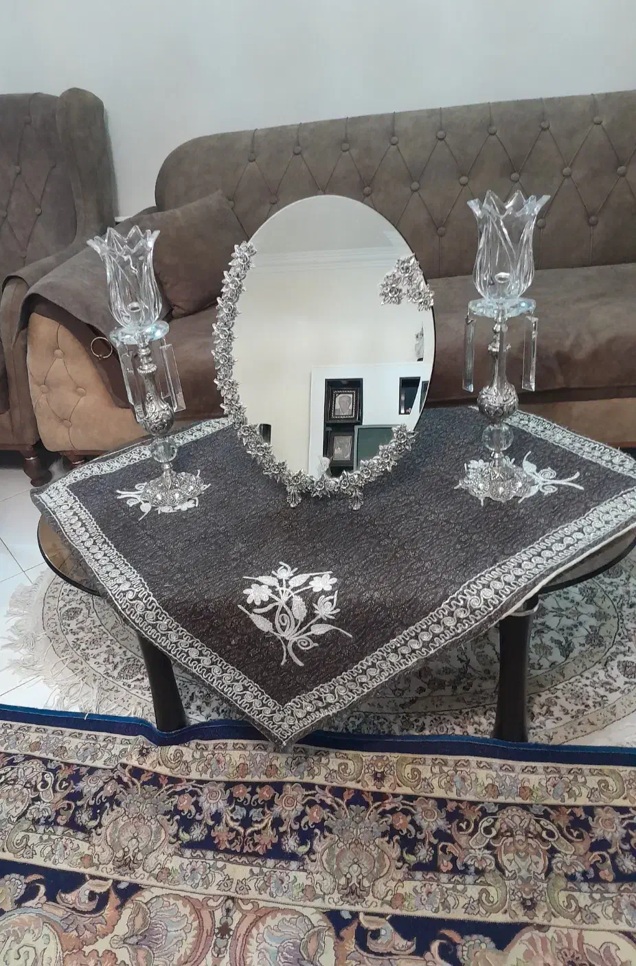 آینه شمعدان در حد نو|صنایع دستی و سایر لوازم تزئینی|تهران, دهم فروردین|دیوار