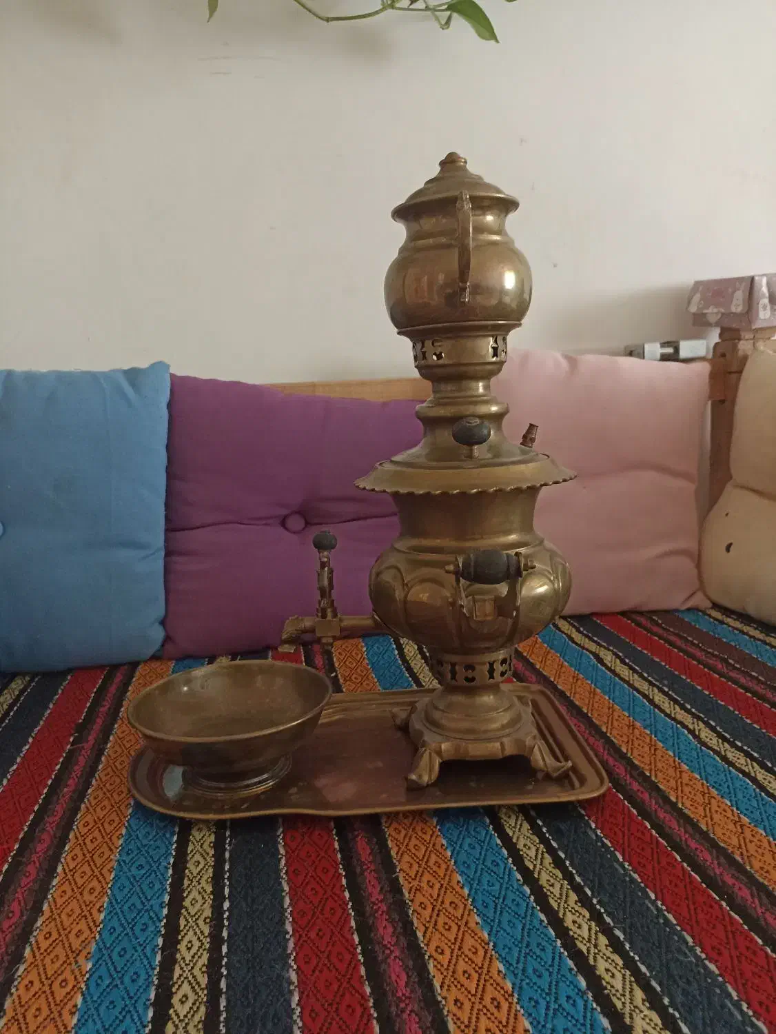 سماور برنجی روس ذغالی|کلکسیون اشیاء عتیقه|هشتگرد, فاز ۱ مهستان|دیوار