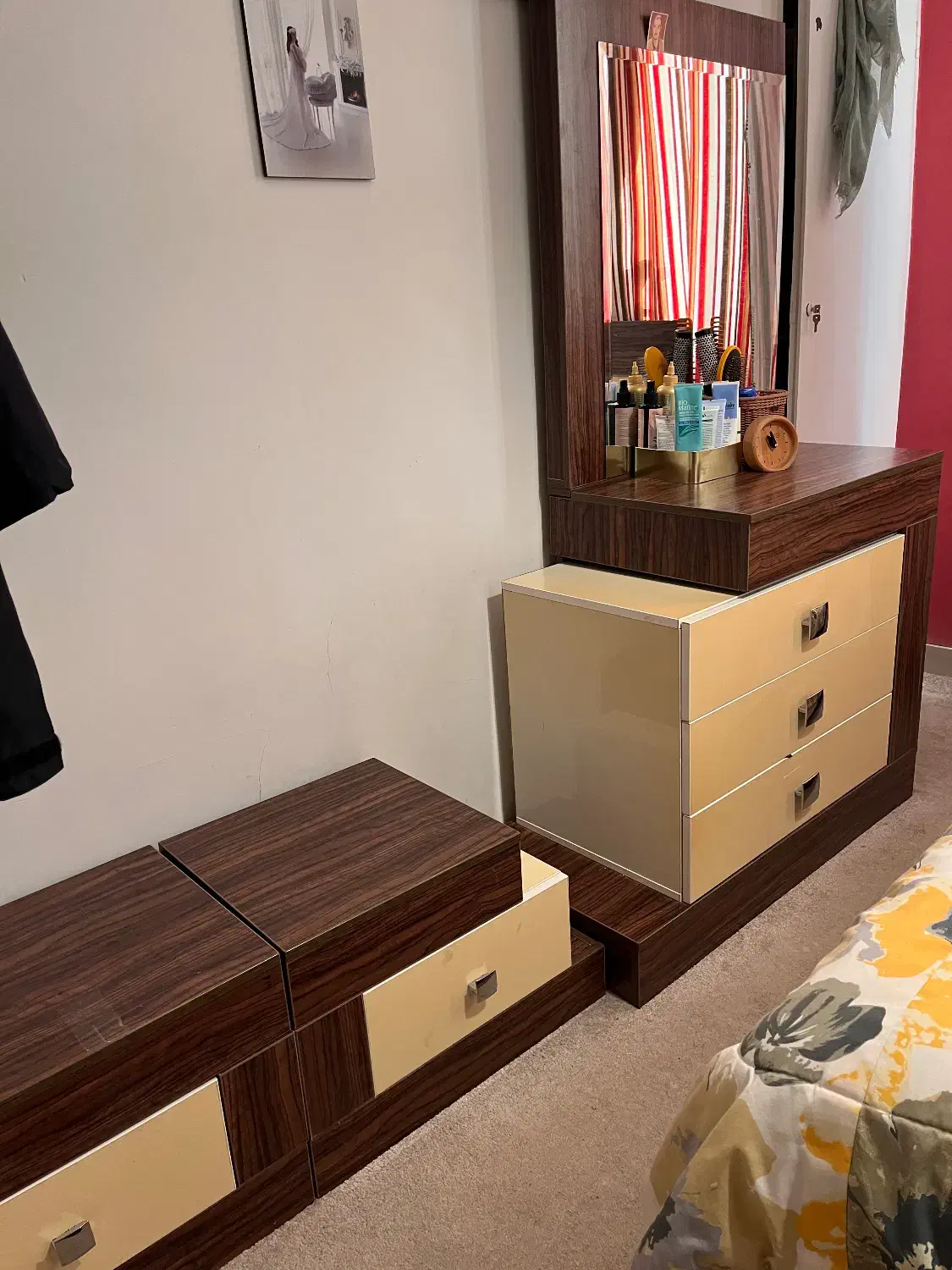 سرویس خواب کامل هایگلاس و ام دی اف قهو ای|تخت و سرویس خواب|تهران, فدک|دیوار