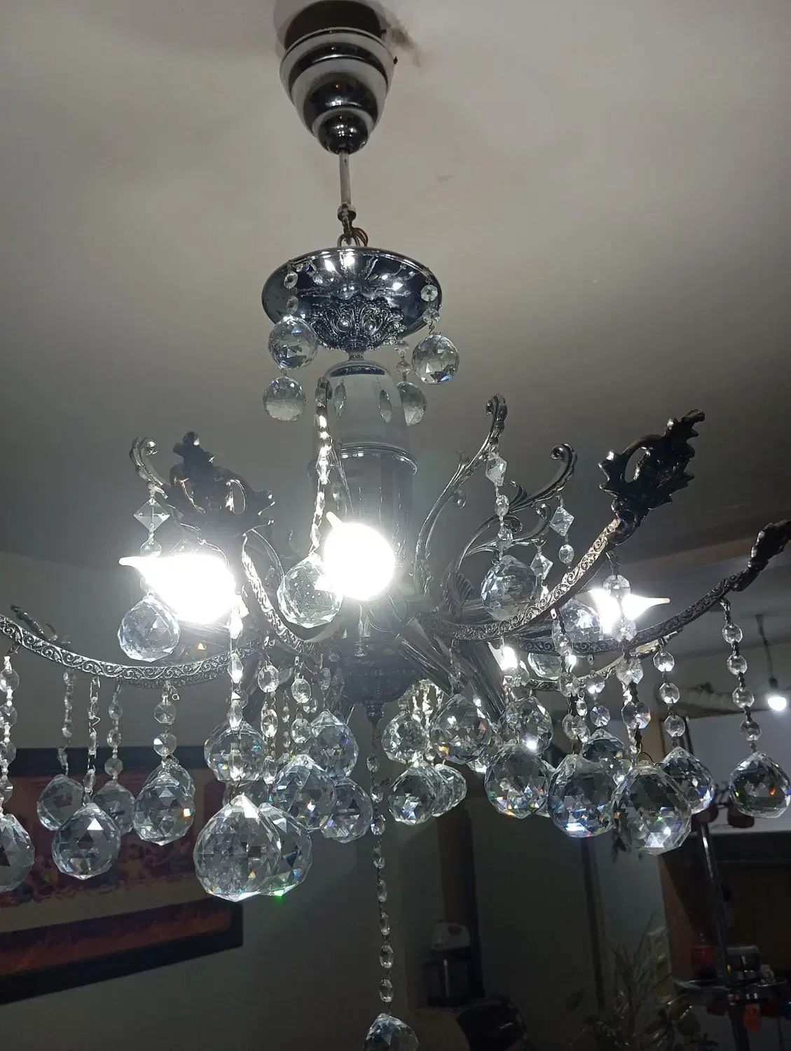 لوستر کریستالی هشت شاخه|لوستر و چراغ آویز|سهند, |دیوار