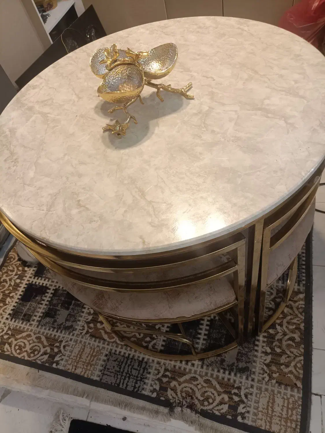 ناهارخوری کم جا 4نفره فلزی طلایی|میز و صندلی غذاخوری|فردیس, فردیس|دیوار