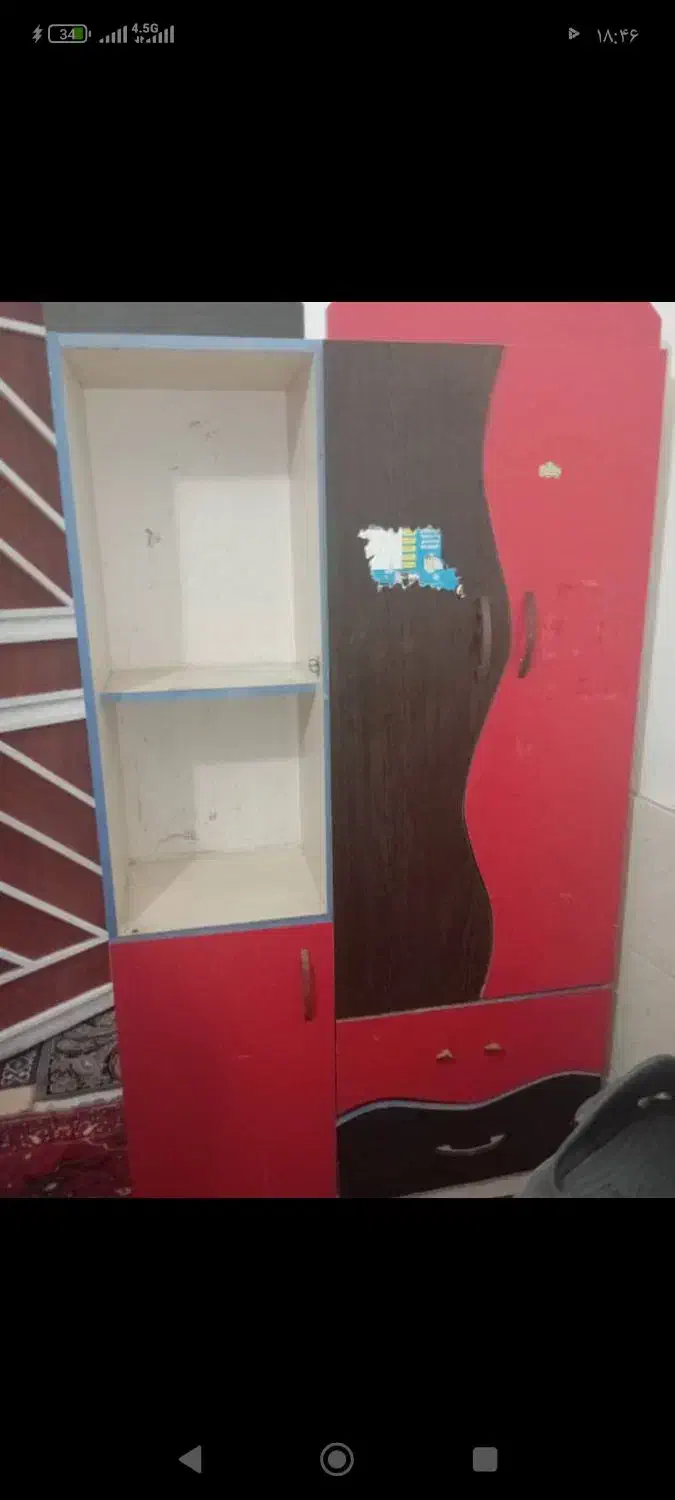 فروش تخت خواب به نفره فلزی و کمد|جاکفشی، کمد، دراور|شیراز, شریف‌آباد|دیوار