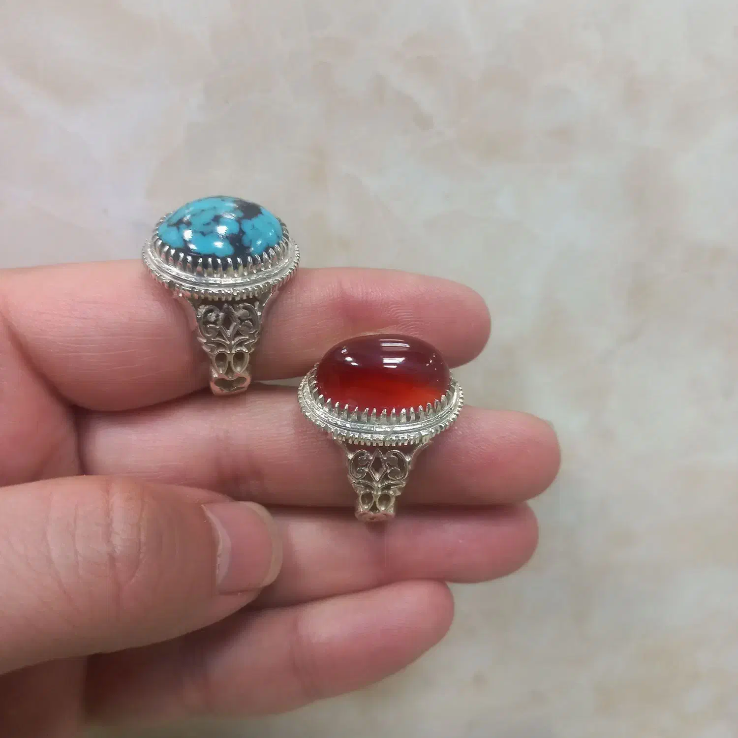 انگشتر فیروزه وعقیق|جواهرات|اردبیل, |دیوار