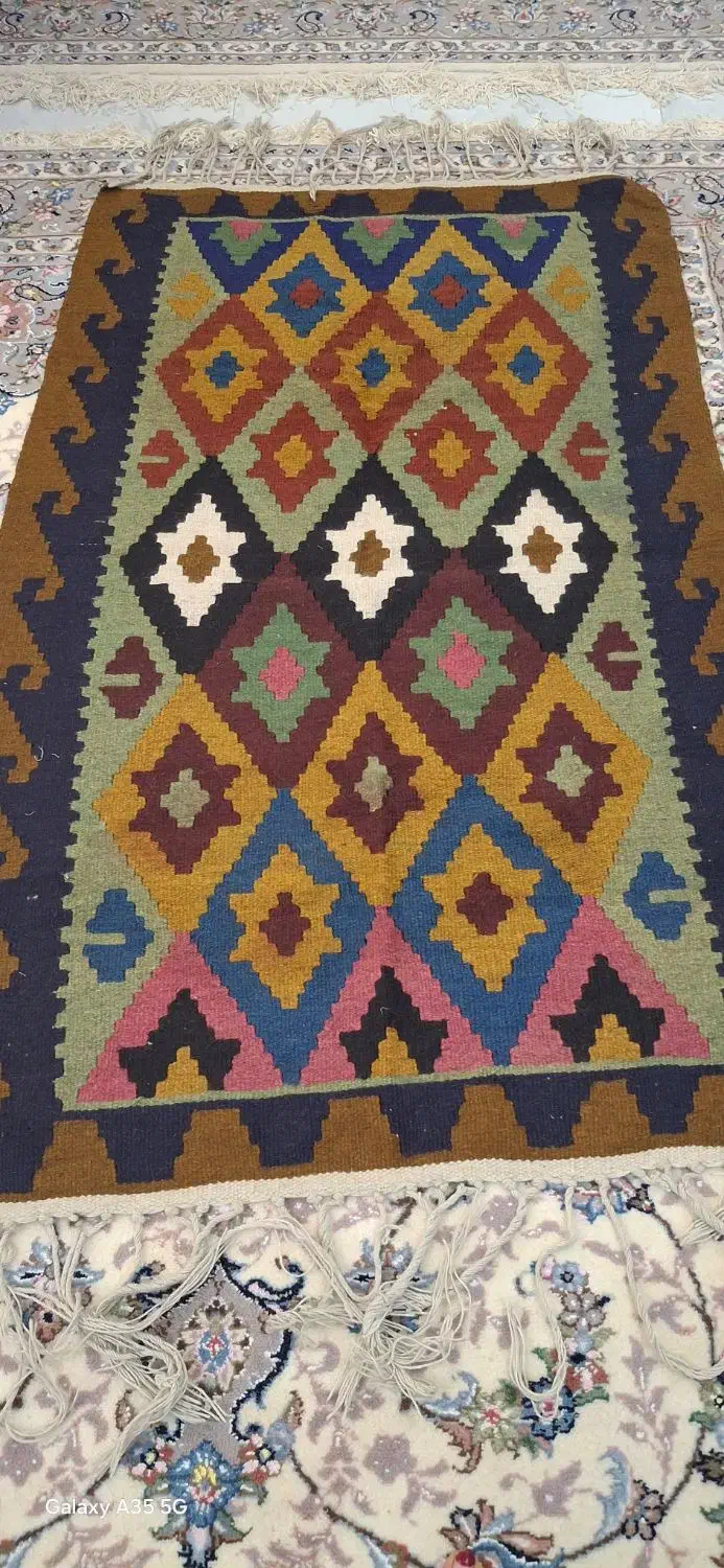 جاجیم پشم دست بافت|گلیم، جاجیم، گبه|خرم‌آباد, |دیوار