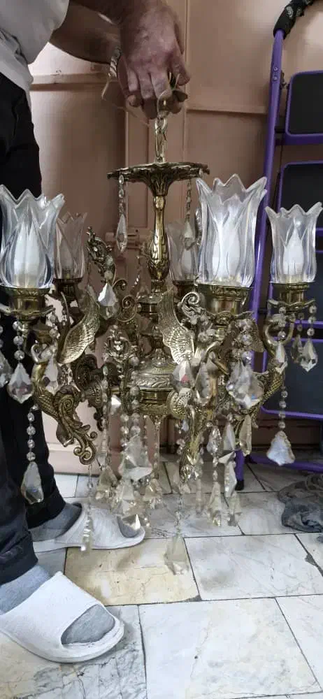 لوستر برنجی طرح فرشته|لوستر و چراغ آویز|تهران, شهرک شریعتی|دیوار