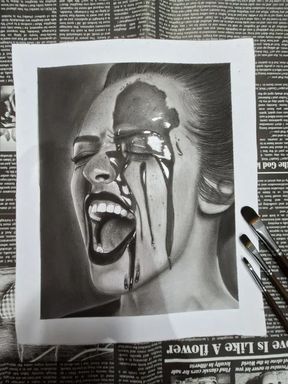 نقاشی/طراحی چهره/سیاه قلم|تابلو، نقاشی، عکس|شیراز, امام حسین|دیوار