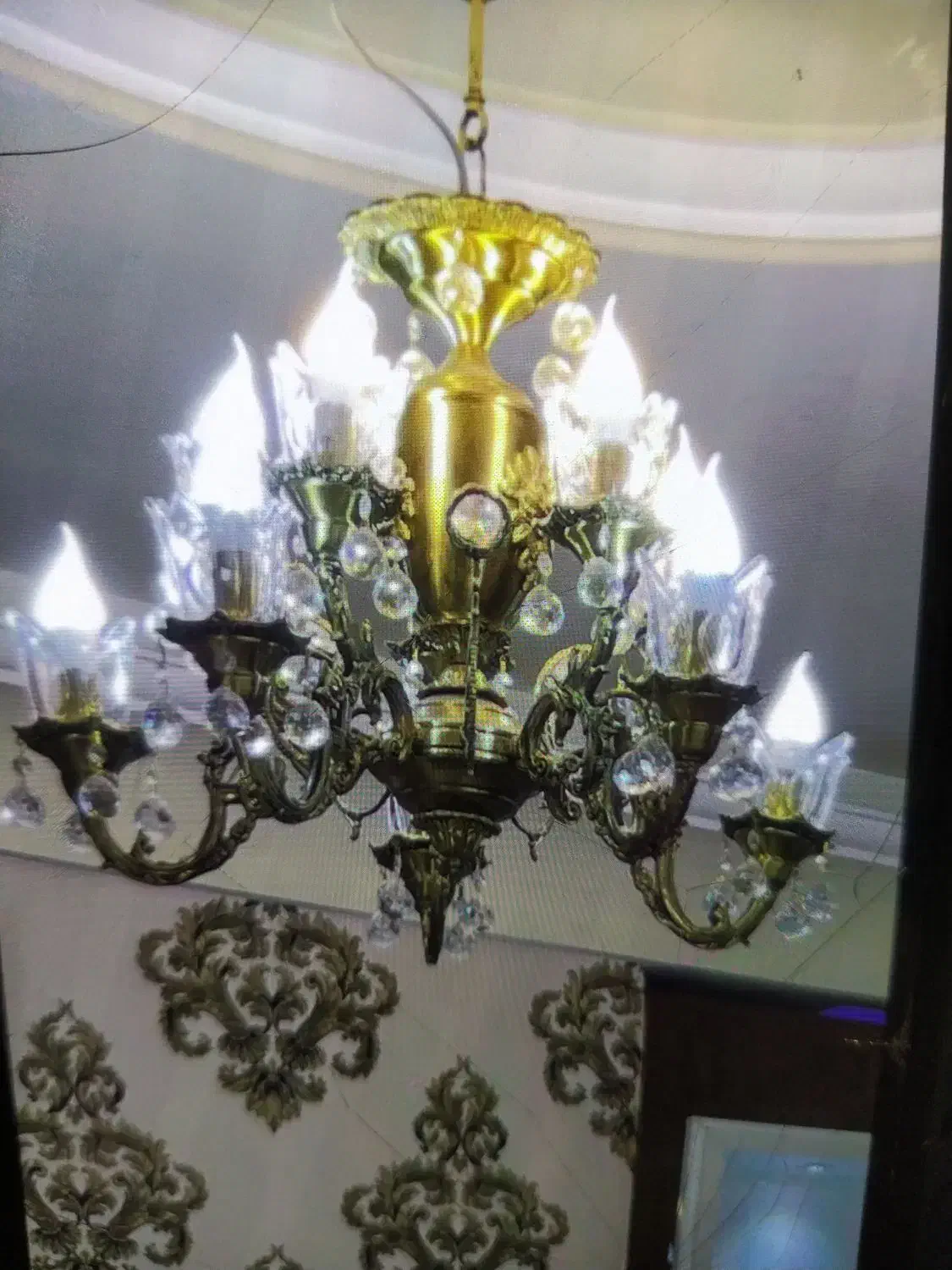 لوستر برنز 10شاخه|لوستر و چراغ آویز|تبریز, |دیوار