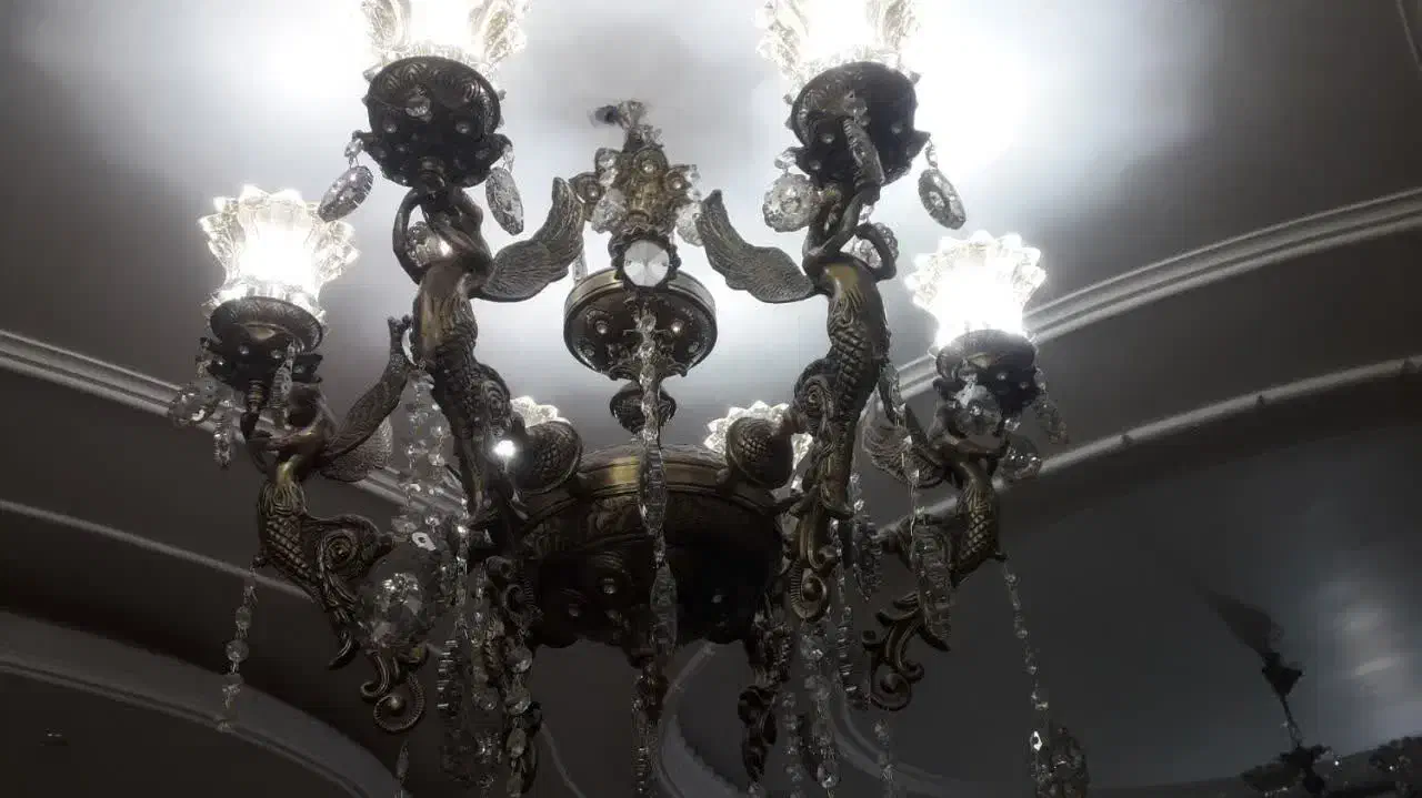 لوستر تمام برنز|لوستر و چراغ آویز|محلات, |دیوار