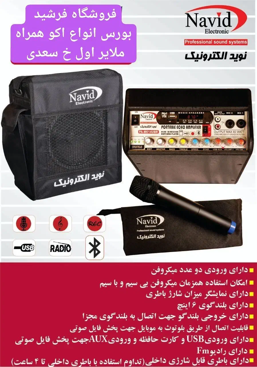 اکو آمپلی فایر اکو همراه باند بوق میکروفن بیسیم|سیستم صوتی خانگی|ملایر, |دیوار