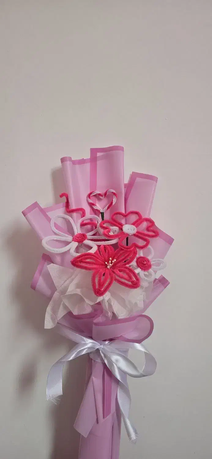 دسته گل سفید صورتی مخملی|گل مصنوعی|مریوان, |دیوار