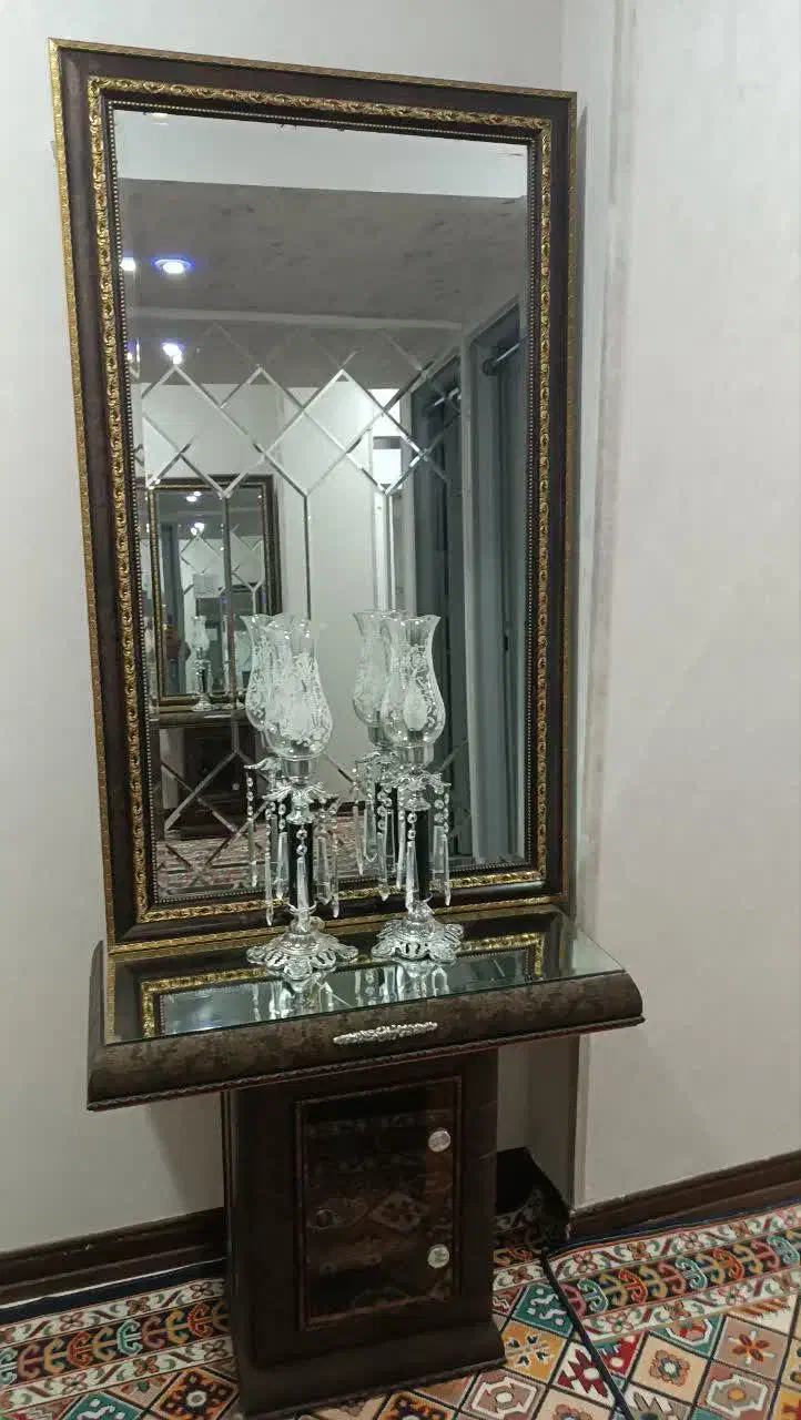 آینه و شمعدان با کنسول|بوفه، ویترین، کنسول|قم, آذر (نکویی)|دیوار