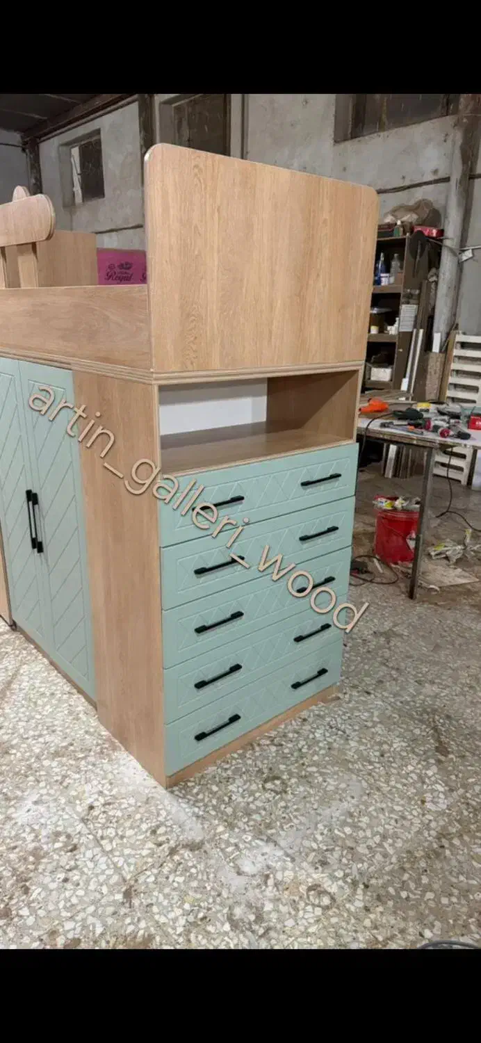 تختخواب 2طبقه کم جا مدل آلما|تخت و سرویس خواب|اندیشه, اندیشه فاز ۱|دیوار