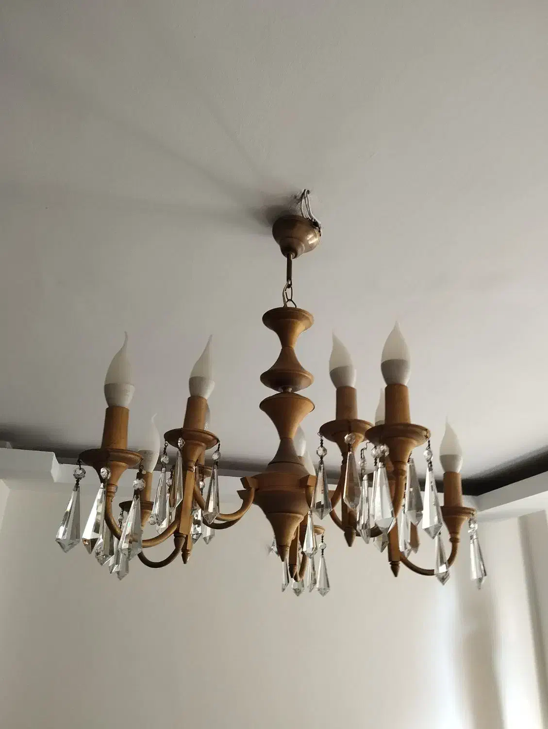 لوستر پنج شاخه 10 شعله برنج|لوستر و چراغ آویز|اندیشه, اندیشه فاز ۱|دیوار