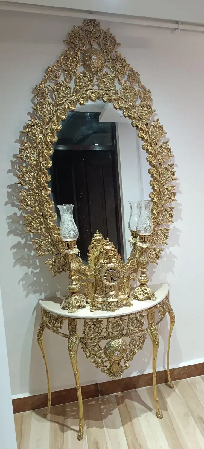 آینه و کنسول و ساعت برنز|بوفه، ویترین، کنسول|سنندج, |دیوار