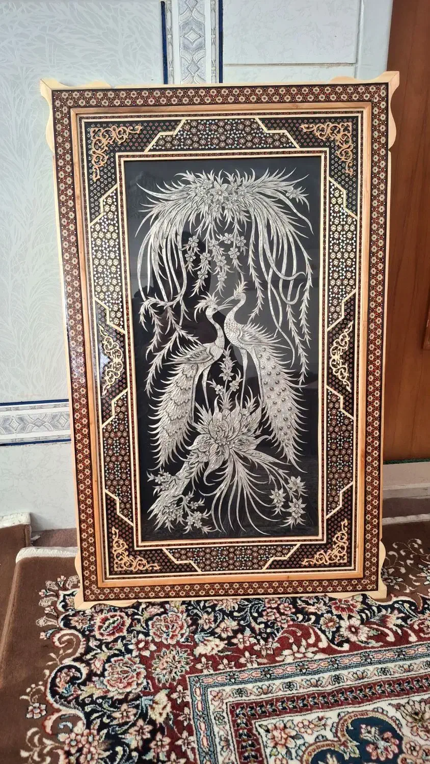 تابلو خاتم کاری با قلم زنی زیبا|تابلو، نقاشی، عکس|اصفهان, قائمیه|دیوار