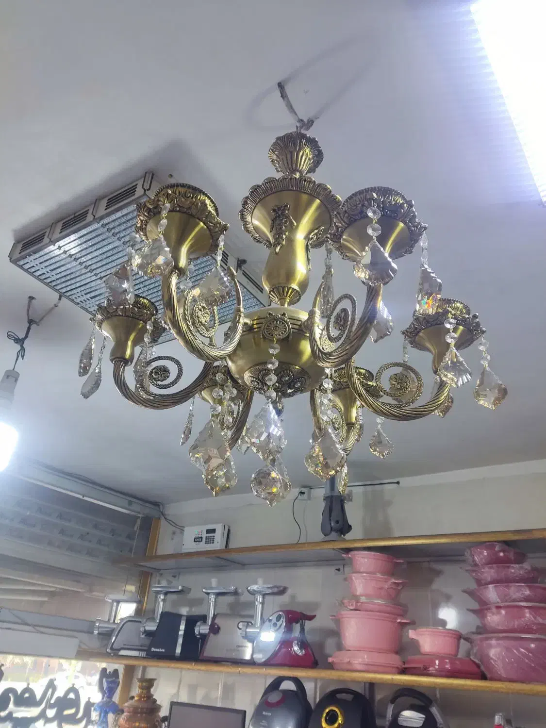 لوستر ۶شاخه تمام برنزی|لوستر و چراغ آویز|نسیمشهر, |دیوار