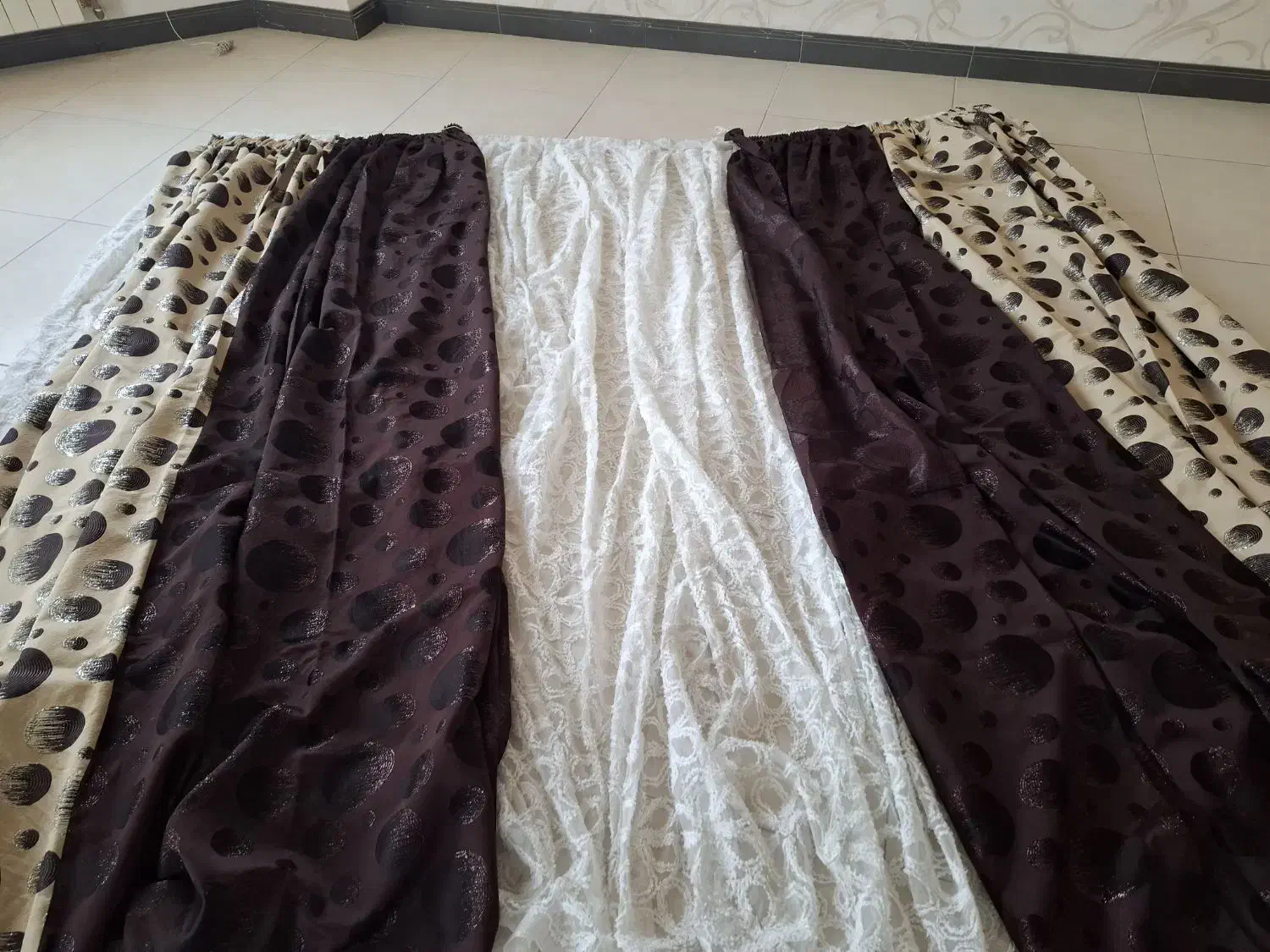 پرده حریر با دو والان با کلیه لوازم|پرده، رانر، رومیزی|قائم‌شهر, |دیوار