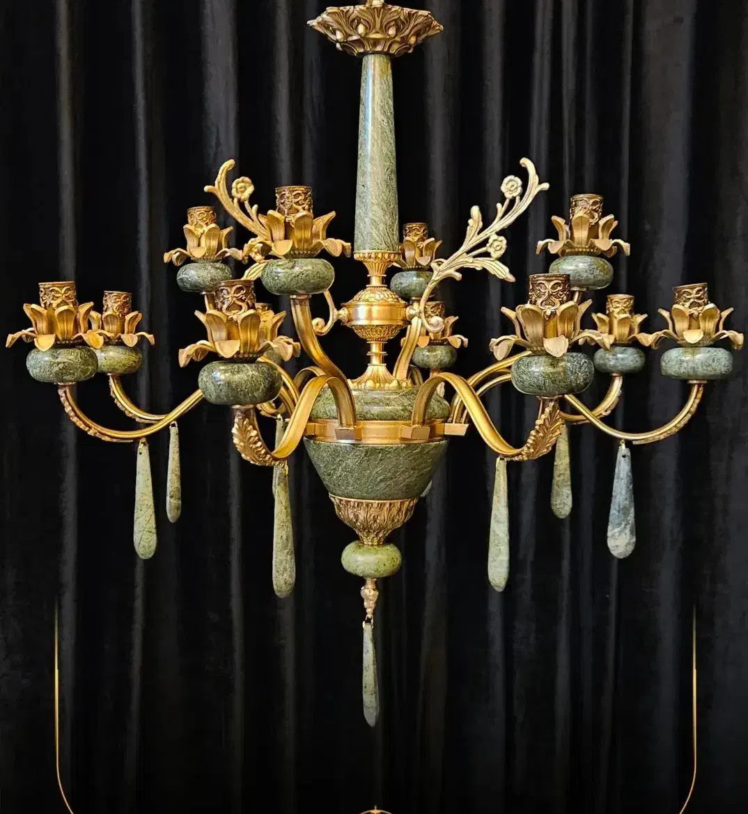 لوستر سنگی برنجی (برنز)|لوستر و چراغ آویز|قزوین, |دیوار