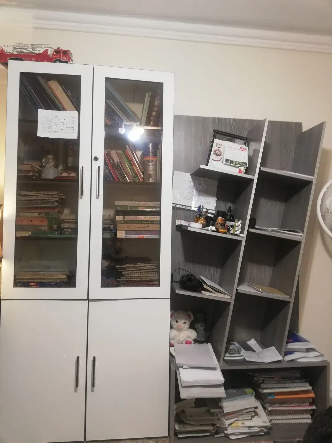 دوتا کتابخانه mdf|کتابخانه، شلف، قفسه‌های دیواری|تهران, نیروی دریایی|دیوار