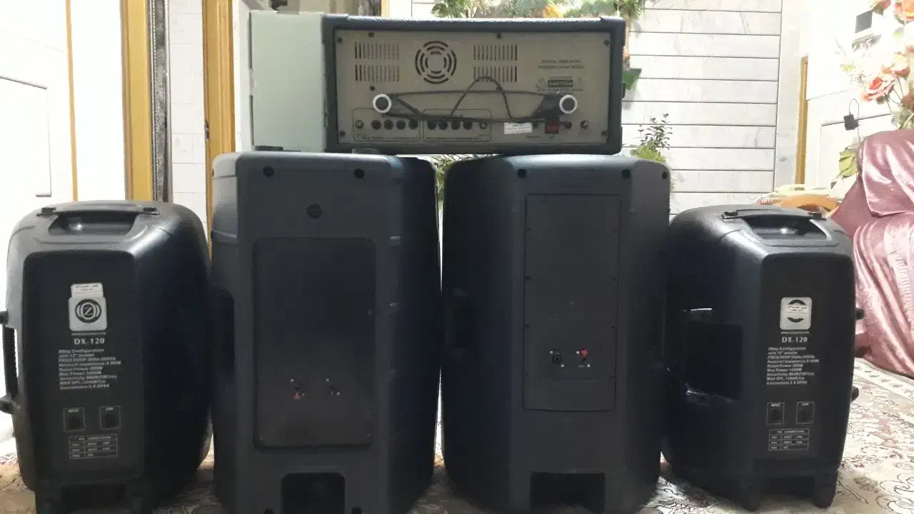 اکو پاورمیکسر+۴باند+ میکروفون همه نو سالم|سیستم صوتی خانگی|لنجان, |دیوار