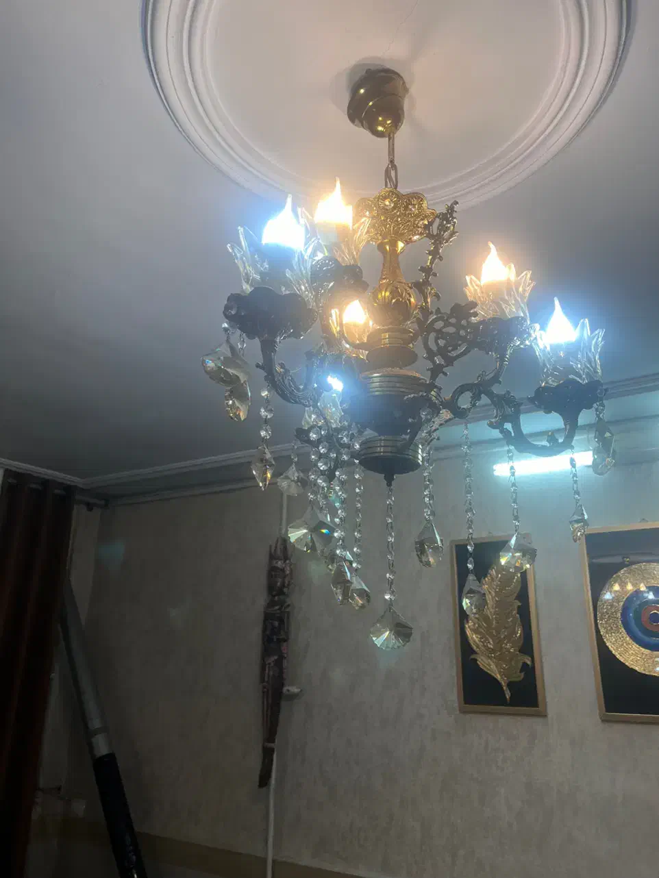 لوستر برنز سه شاخه و ۶شعله|لوستر و چراغ آویز|ملارد, |دیوار