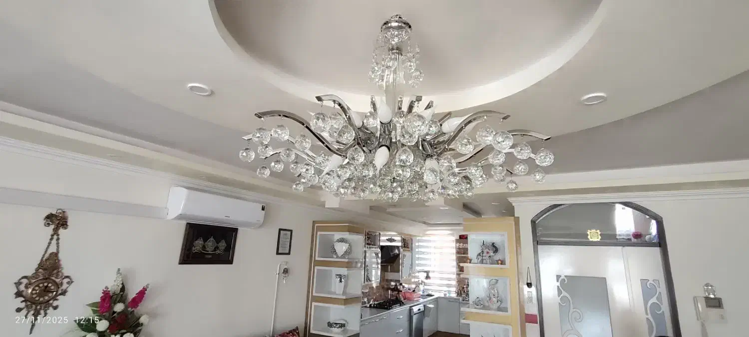 لوستر استیل کریستالی اصل سنگین ۲۲ شعله|لوستر و چراغ آویز|ارومیه, |دیوار