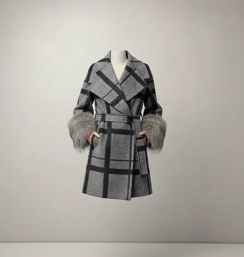 حرا.ج پالتو پشمیی آستین خزترند نو|لباس|مرند, |دیوار