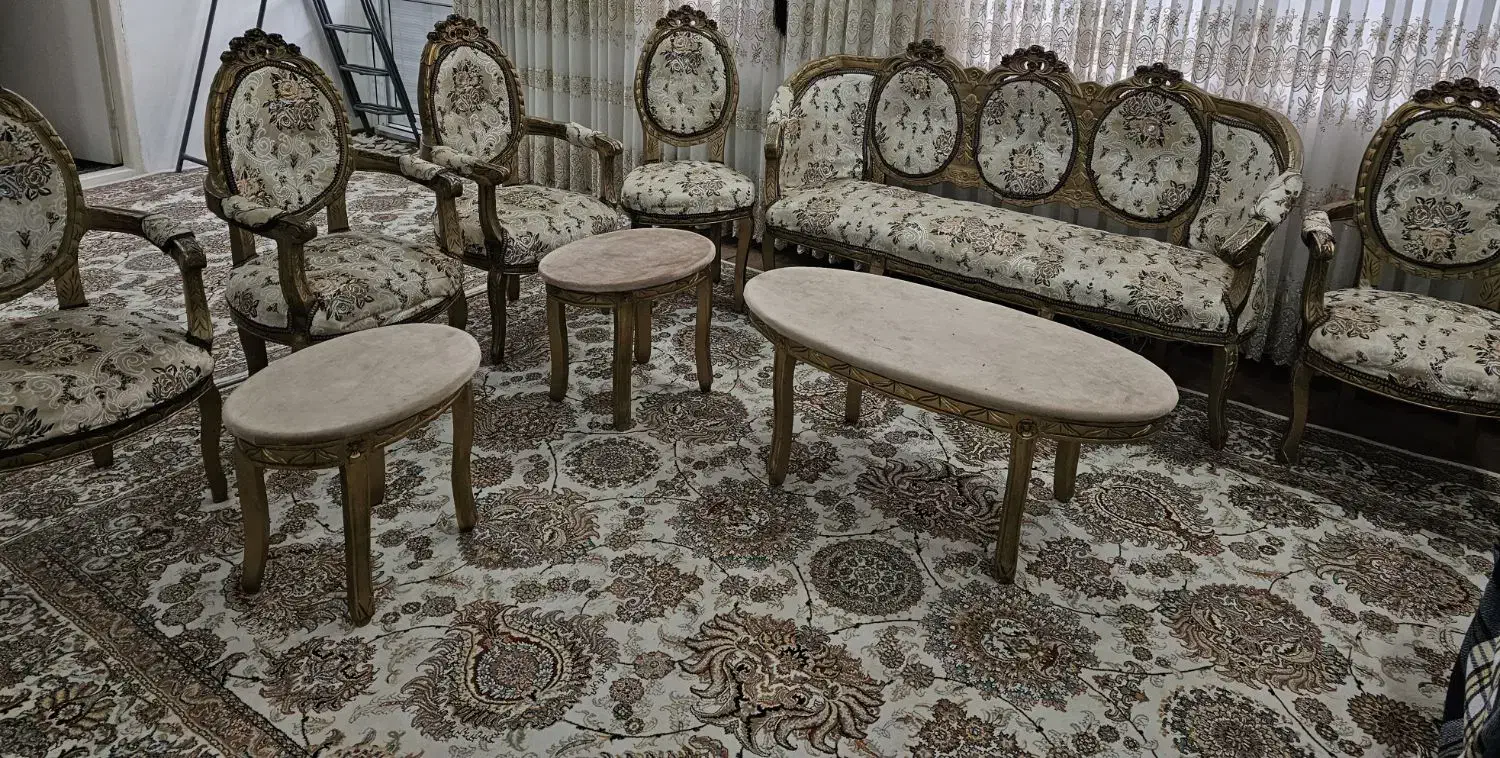 مبلمان سلطنتی ۹نفره|مبلمان خانگی و میز عسلی|خرمدره, |دیوار