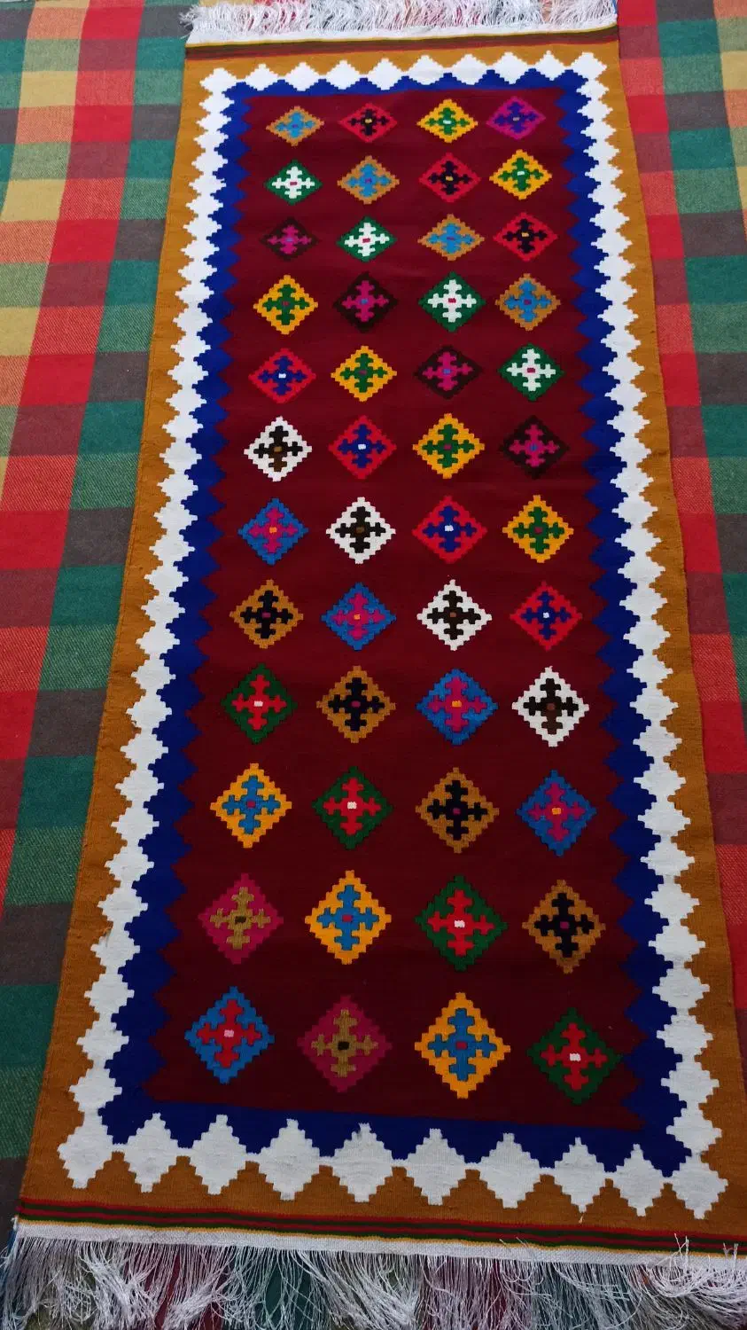 گلیم راهرویی|گلیم، جاجیم، گبه|فیروزآباد (فارس), |دیوار