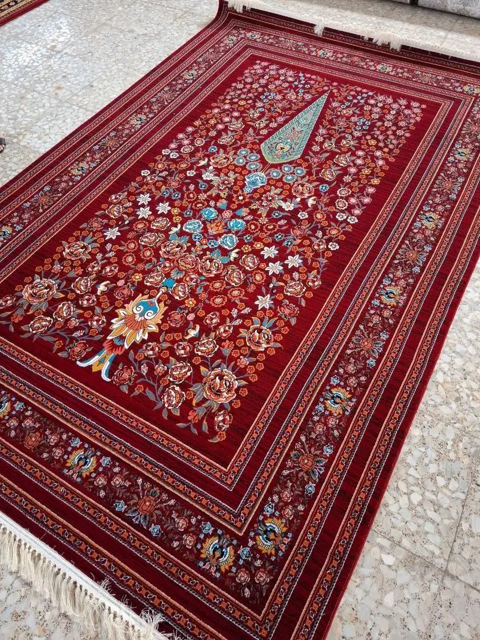 فرش هزار شانه طرح شکوفه تراکم۳۰۰۰|فرش|سیرجان, |دیوار