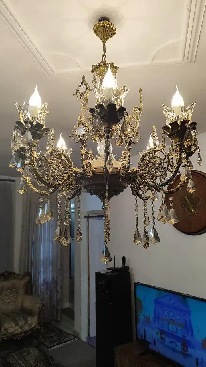 لوستر برنجی ۸ شاخه|لوستر و چراغ آویز|چهاردانگه (تهران), |دیوار