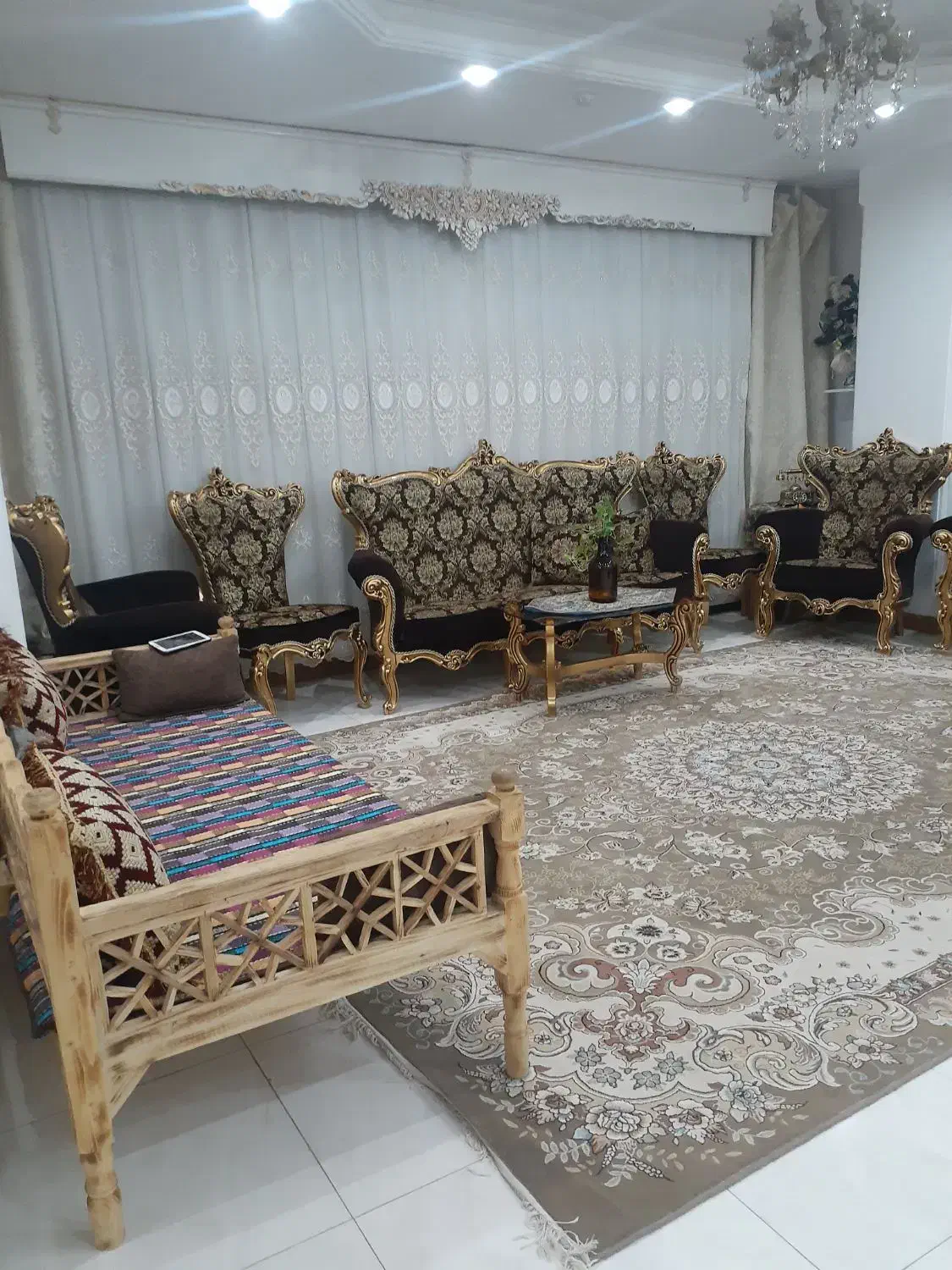 مبل 9 نفره سلطنتی با جلو مبلی|مبلمان خانگی و میز عسلی|دلیجان, |دیوار