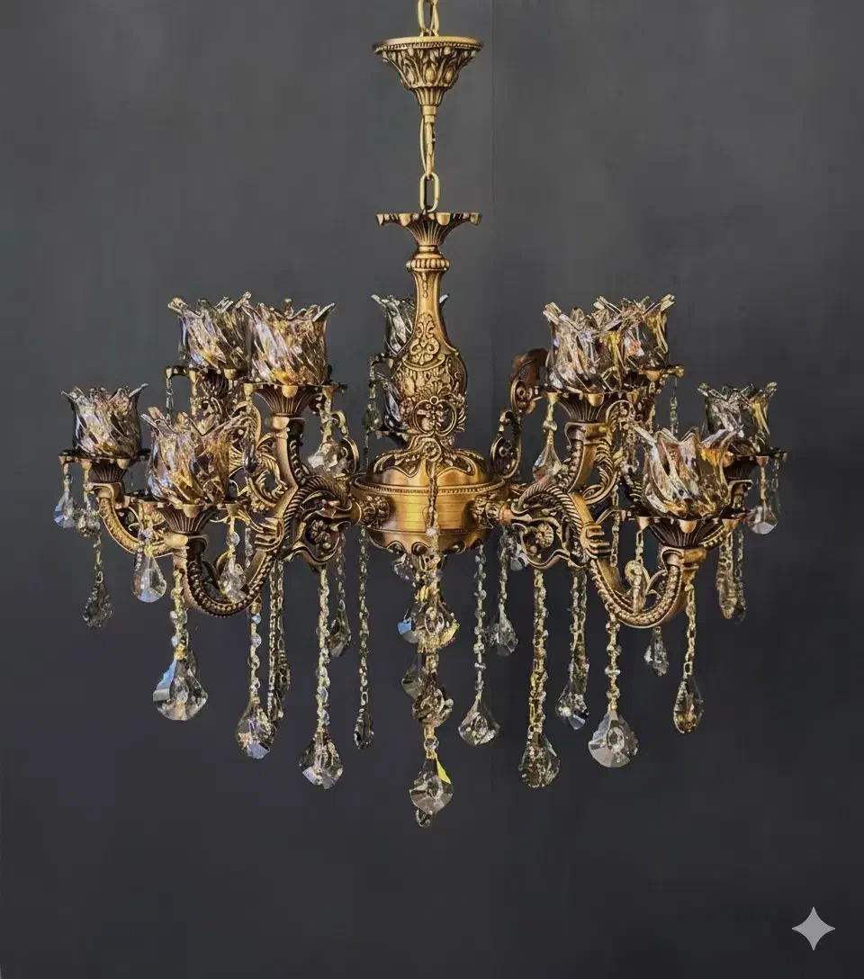 لوستر ۱۰ شعله گلناز|لوستر و چراغ آویز|ارومیه, |دیوار