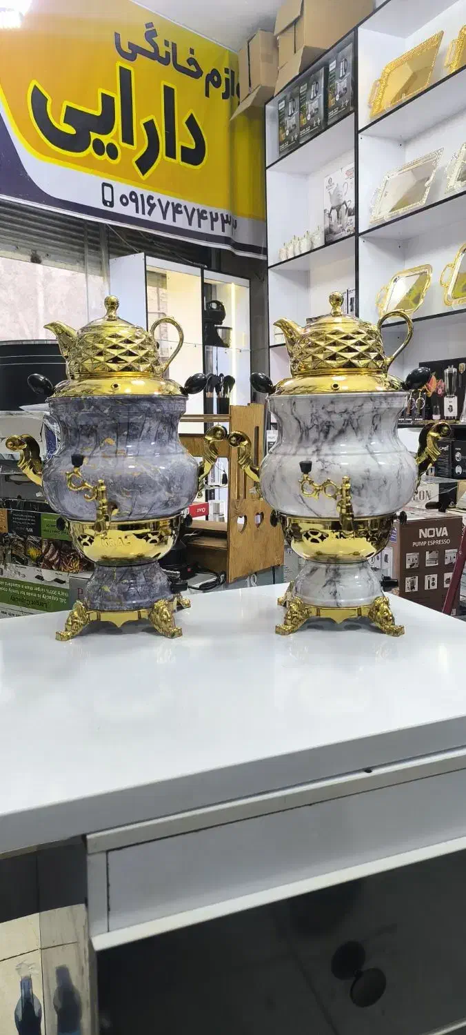 سماور گازی 6لیتر طرح سنگ برنجی|سماور، چای‌ساز، قهوه‌ساز|خرم‌آباد, |دیوار