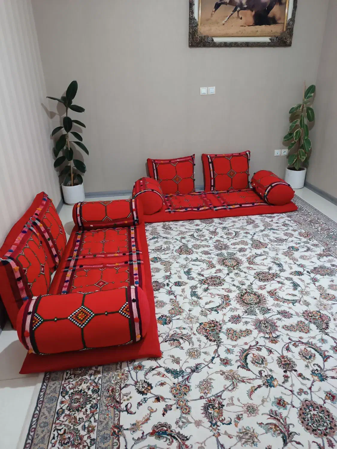 بالشت شاه نشین سنتی دست بافت|رختخواب، بالش، پتو|شیراز, ریشمک|دیوار