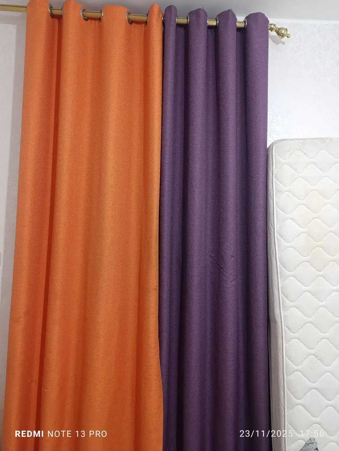 دوعددپرده همراه چوب پرده در حد نو|پرده، رانر، رومیزی|امیدیه, |دیوار