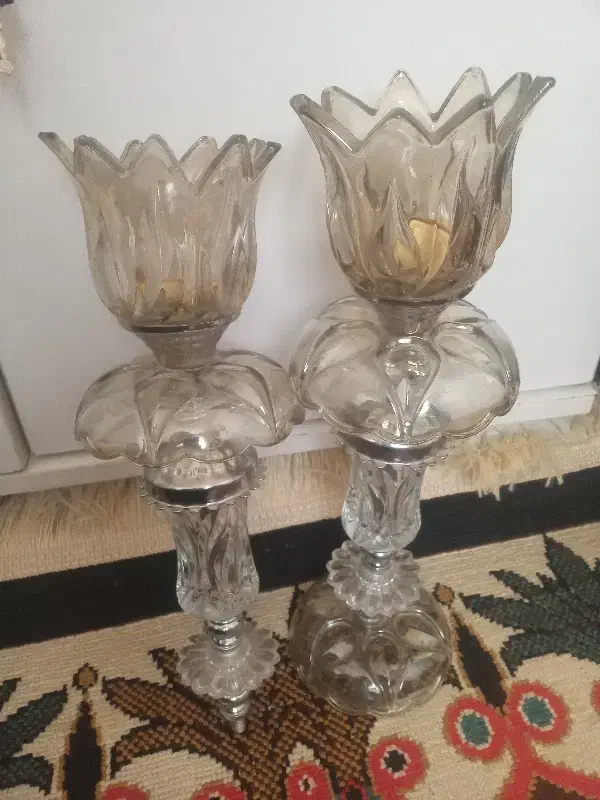 شمعدان کریستال|کلکسیون اشیاء عتیقه|قم, شاه ابراهیم|دیوار