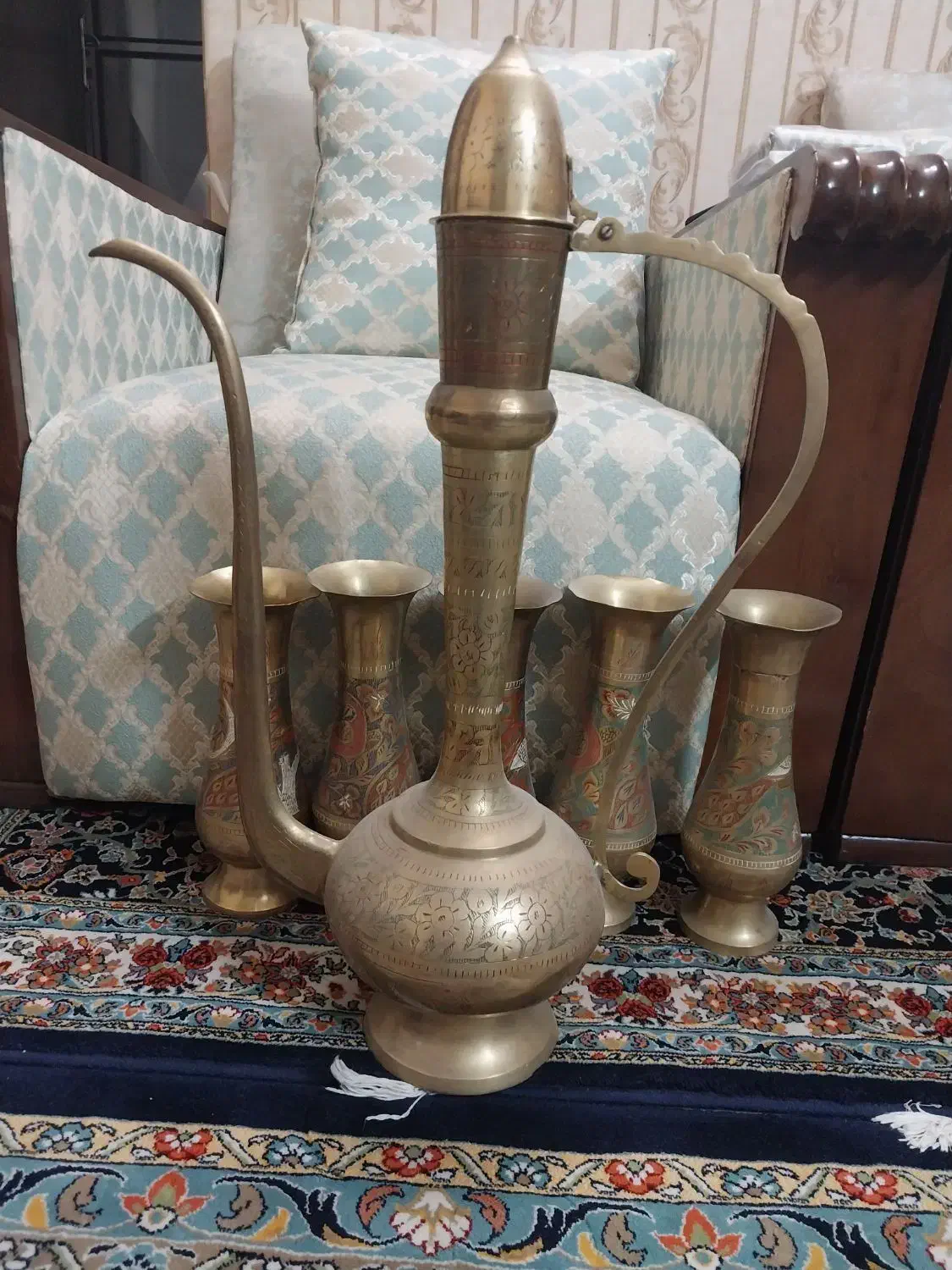 آفتابه برنجی وگلدان برنجی و لگن مسی|کلکسیون اشیاء عتیقه|مشهد, شهرک ابوذر|دیوار