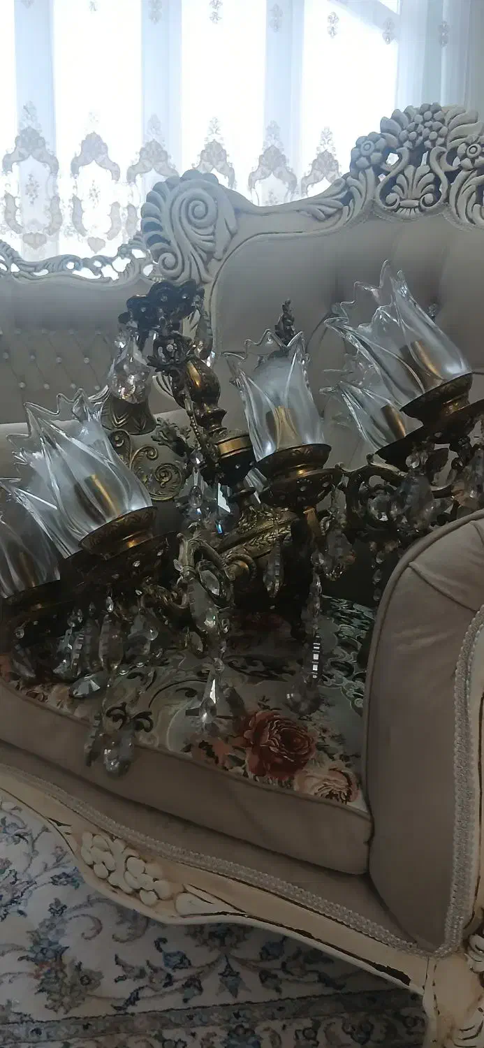 لوستر برنجی ۱۰ شعله|لوستر و چراغ آویز|قزوین, |دیوار