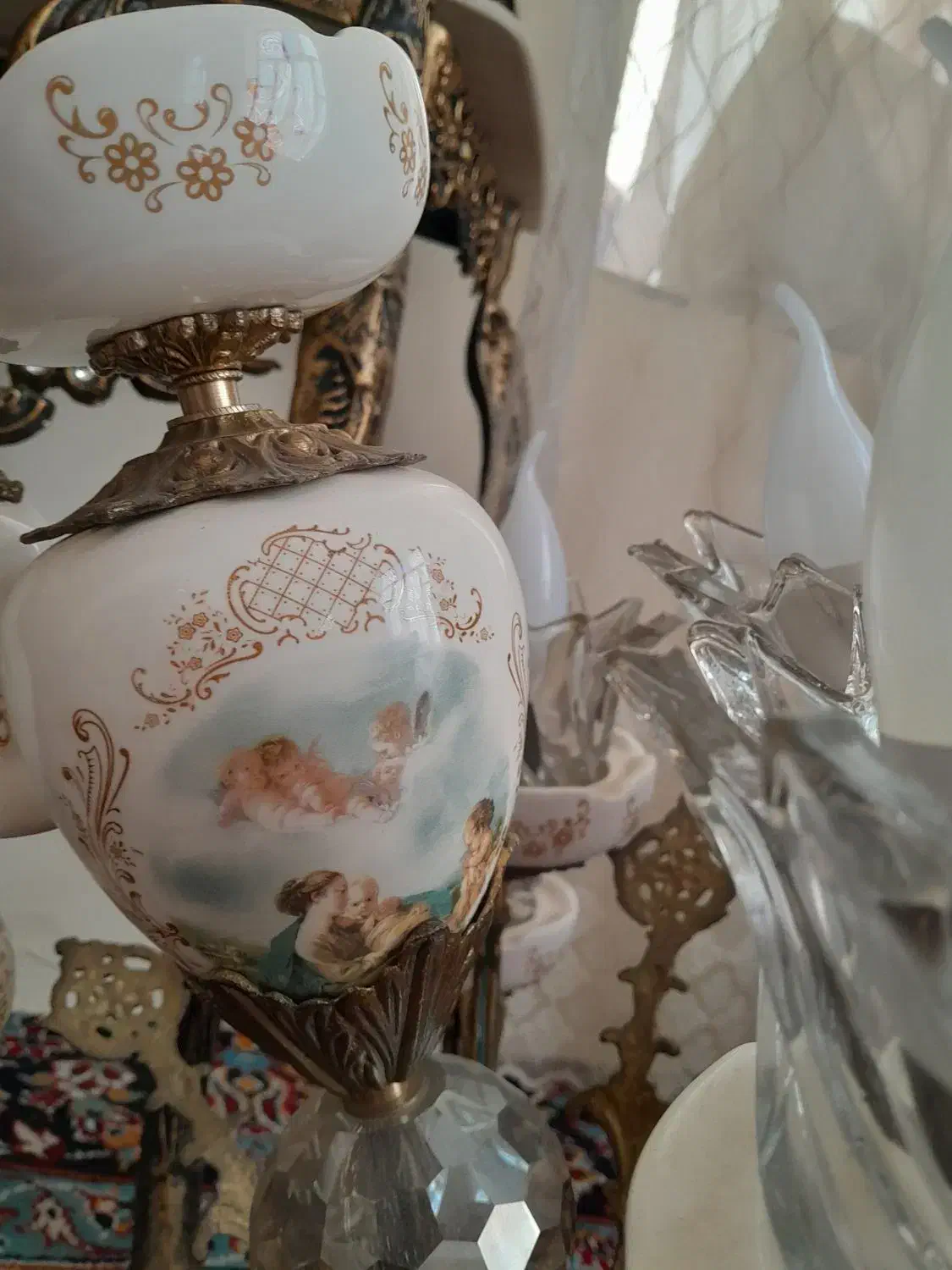 لوستر برنز وچینی|لوستر و چراغ آویز|تبریز, |دیوار