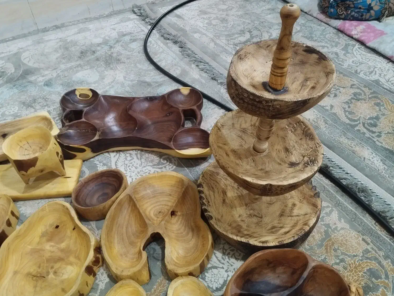 چوبی دست ساز آجیل خوری میوه خوری|صنایع دستی و سایر لوازم تزئینی|بم, |دیوار