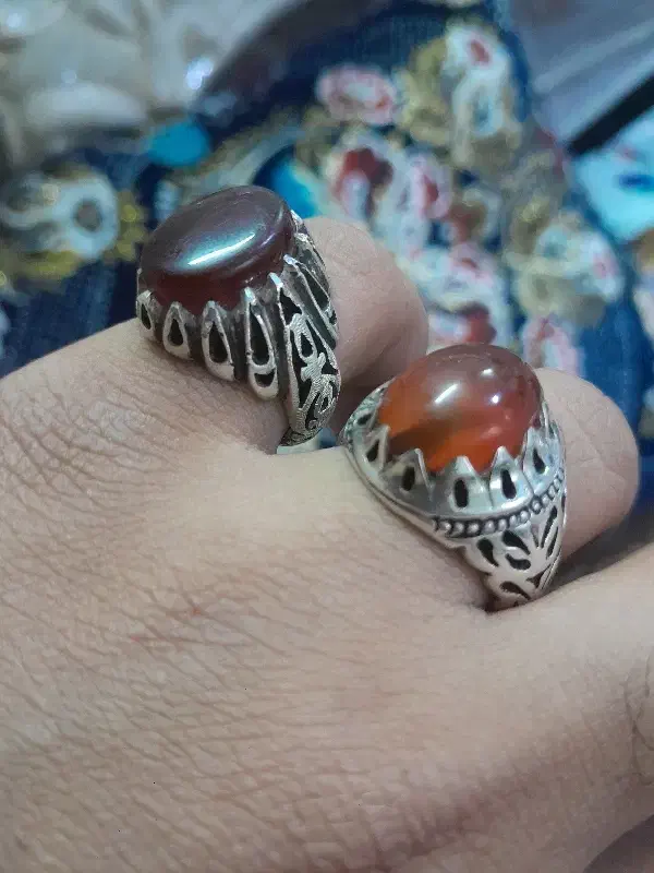 انگشتر نقره عقیق یمنی ویاقوت معدنی|جواهرات|بیرجند, |دیوار