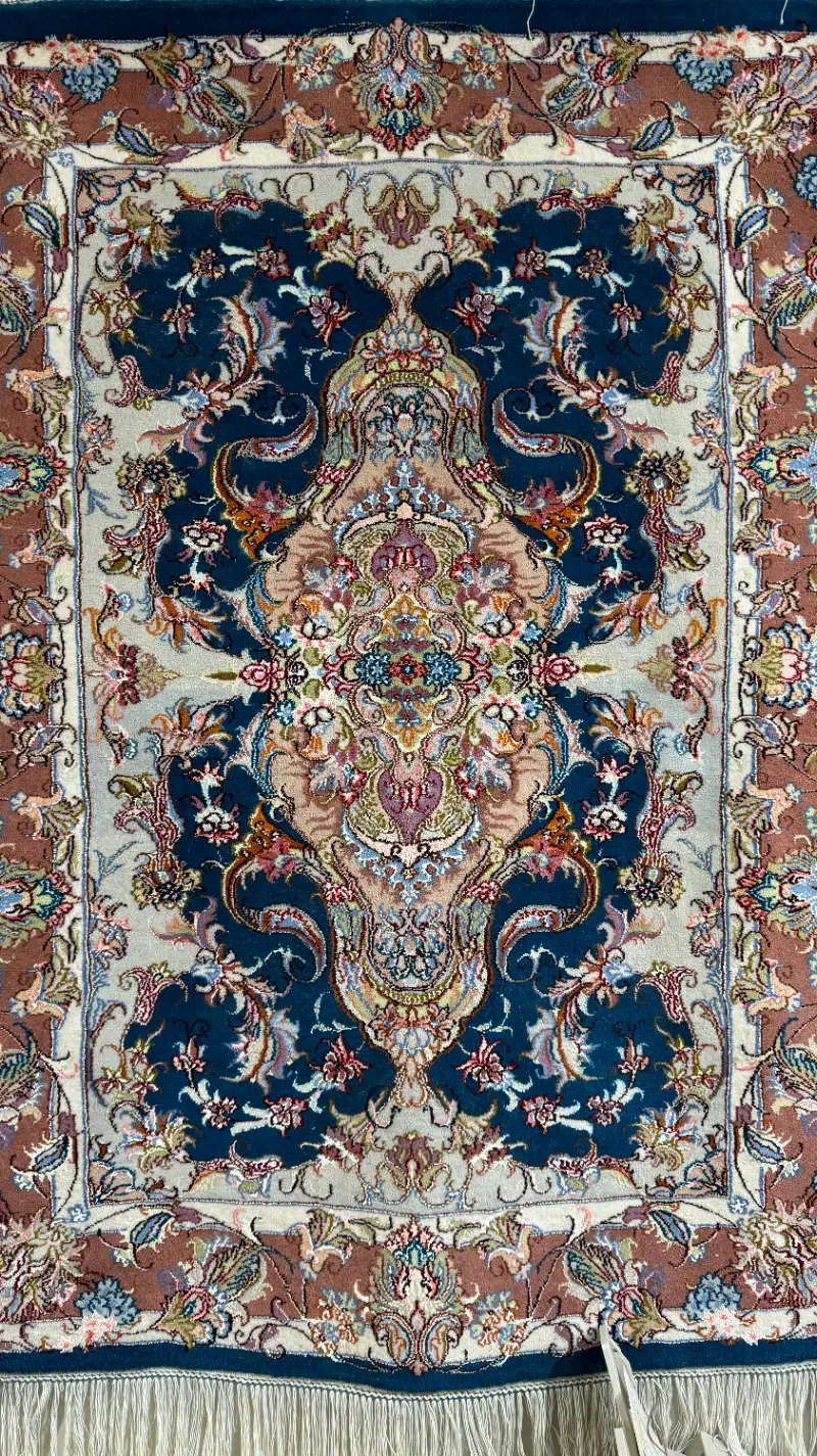 قالیچه دستباف زرع و نیم زمینه فیروزه ای گل ابریشم|فرش|مشهد, بهشت|دیوار