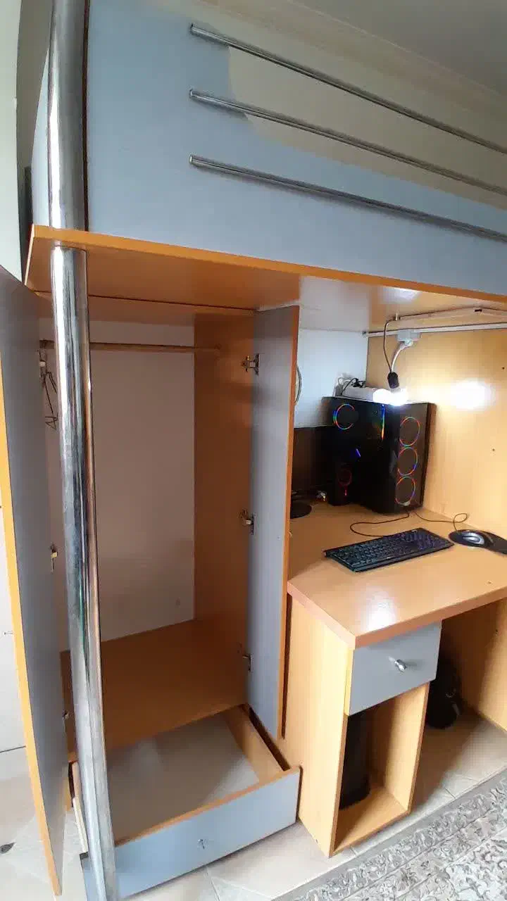 تخت دوطبقه MDF ضخیم + میز و کمد با طراحی مدرن|تخت و سرویس خواب|اصفهان, دارک|دیوار