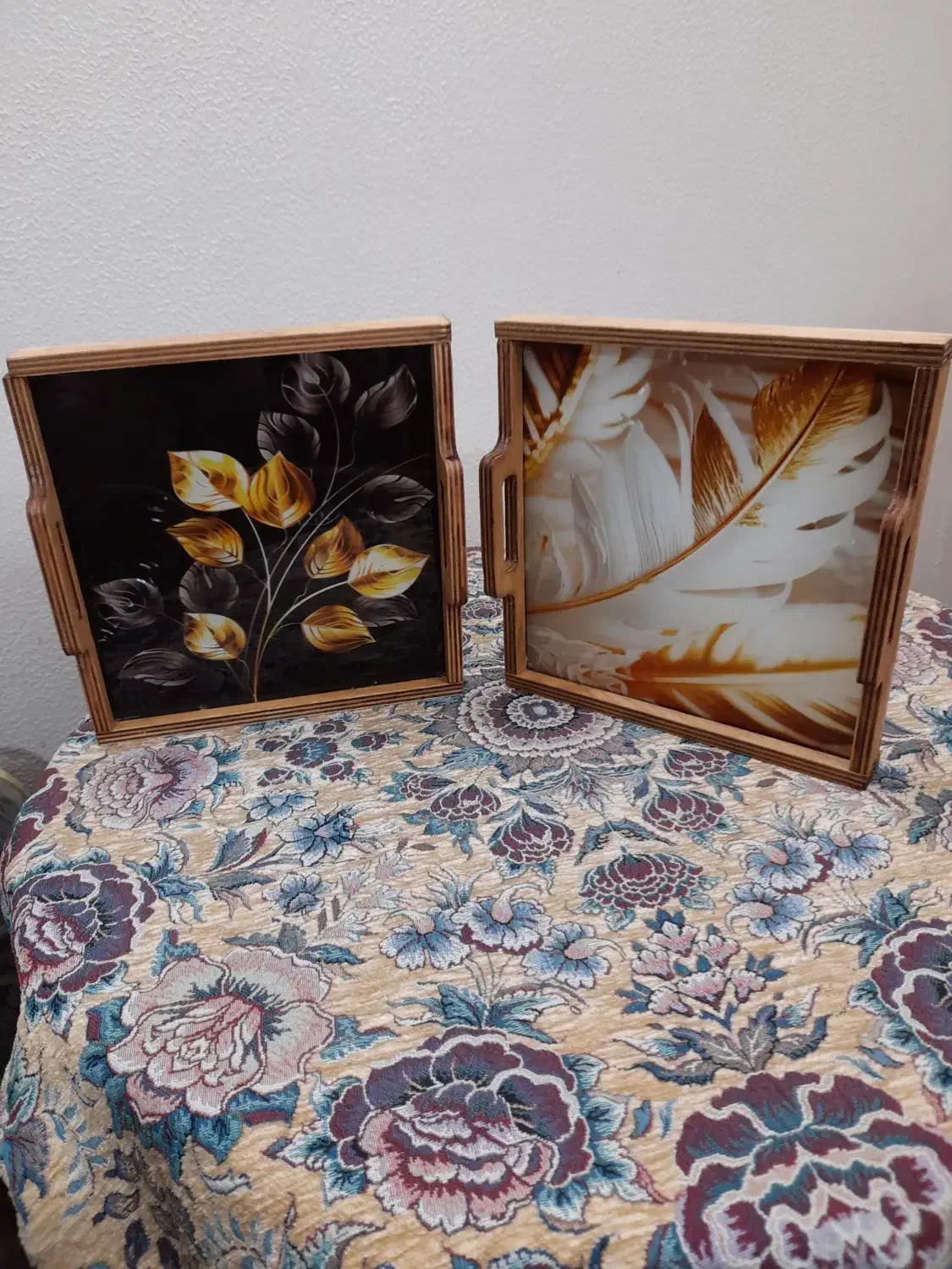 سینی چوبی کف شیشه ای طرح دار|حراج|اصفهان, الهیه|دیوار