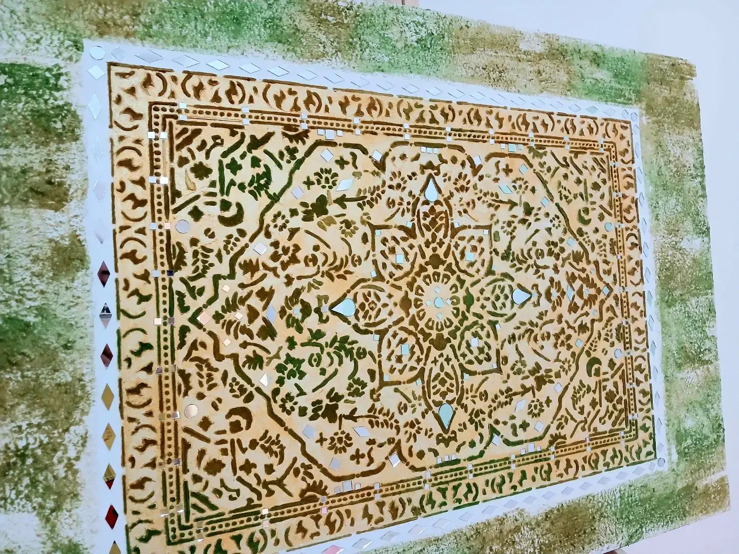 تابلو فرش با پودر مخمل وآینه کاری|تابلو فرش|شهریار, شهرک امیریه|دیوار