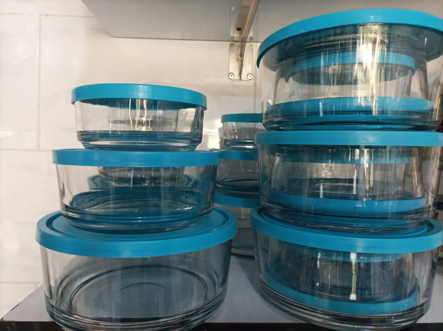 ظروف ۳ تکه نگهدارنده شیشه ای|ظروف نگهدارنده، پلاستیکی، یک‌بارمصرف|شیراز, پودنک|دیوار